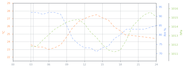 24 h temperature and humidity
